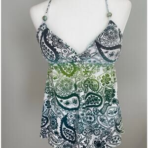 Self Esteem Y2K Vintage Babydoll Top  Size Medium Floral Print Adjustable Straps